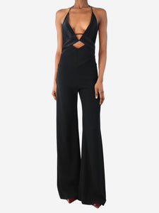 Galvan London Black Prism satin jumpsuit - size UK 8