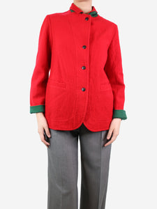 Chez Vidalenc Red boucle jacket - size UK 8