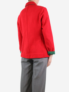Chez Vidalenc Red boucle jacket - size UK 8