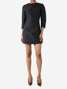 Carven Black satin mini dress - size UK 8