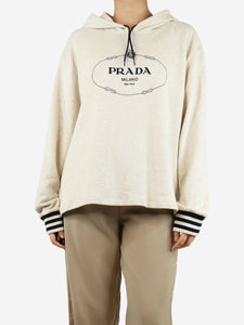 Prada Cream logo cotton hoodie - size M