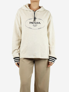 Prada Cream logo cotton hoodie - size M