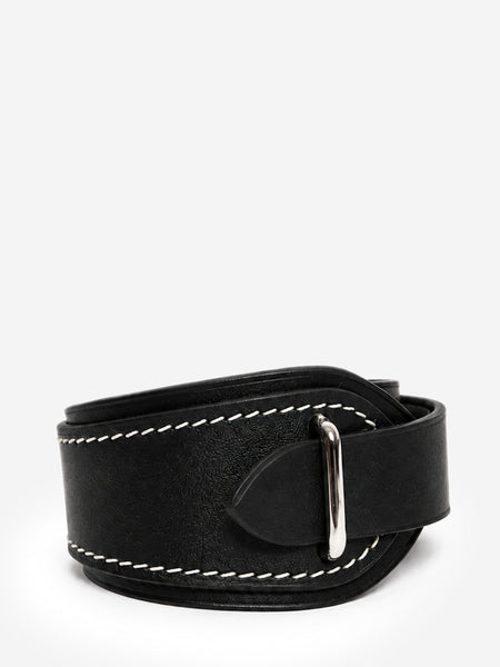 Black leather wrap bracelet product image