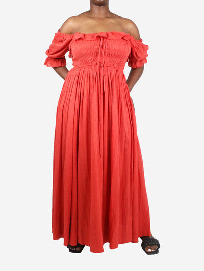 Red swiss-dot puff sleeve maxi dress - size L Dresses Doen 