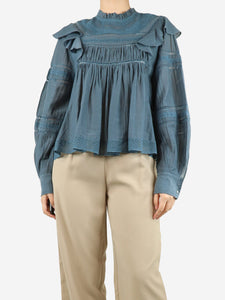 Isabel Marant Etoile Blue lace pleated blouse - size UK 10