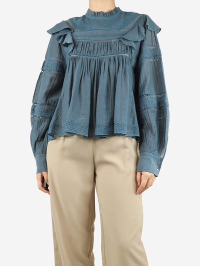 Blue lace pleated blouse - size UK 10 Tops Isabel Marant Etoile 