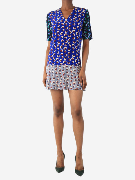 Blue floral printed dress - size UK 6 product image