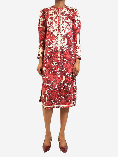 Burgundy silk embroidered midi dress - size UK 6 Dresses Paul Smith 