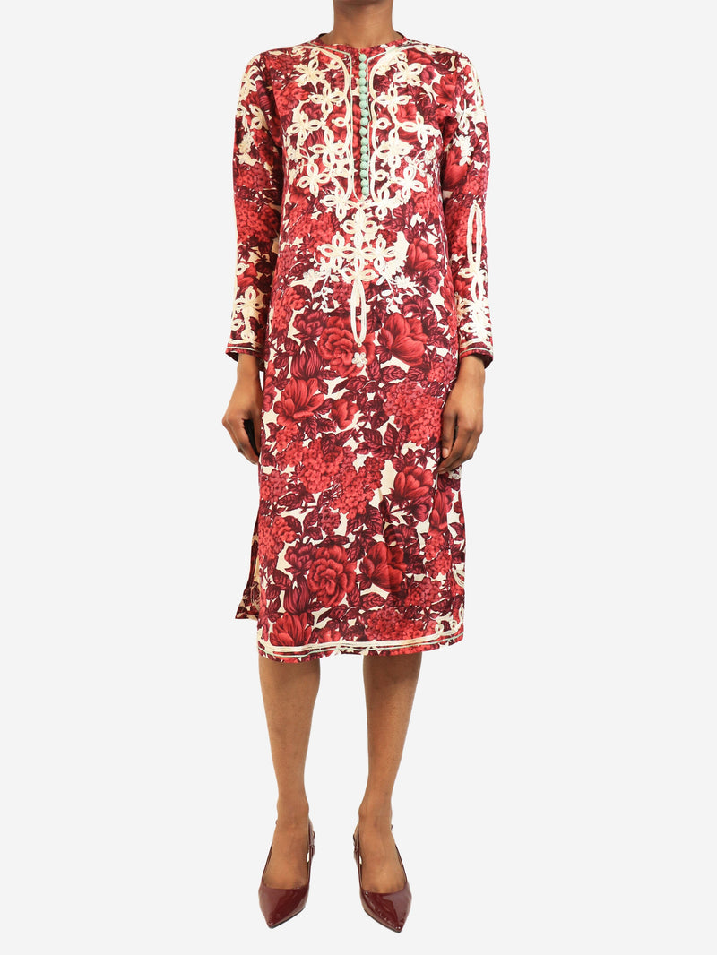 Burgundy silk embroidered midi dress - size UK 6 Dresses Paul Smith 