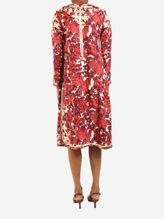Burgundy silk embroidered midi dress - size UK 6 Dresses Paul Smith 