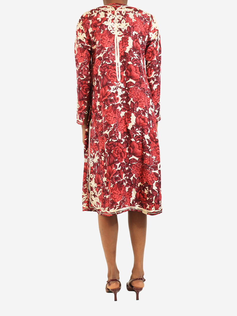 Burgundy silk embroidered midi dress - size UK 6 Dresses Paul Smith 
