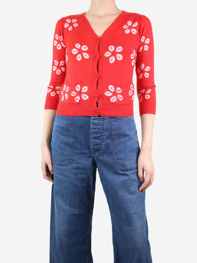 Red patterned pocket cardigan - size M Knitwear Samantha Sung 