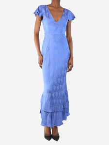 Rixo Blue satin midi dress - size UK 6