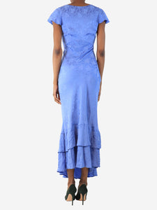 Rixo Blue satin midi dress - size UK 6
