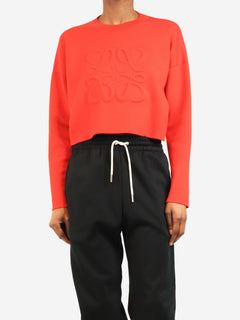 Red fine knit logo jumper - size XS Knitwear Loewe 