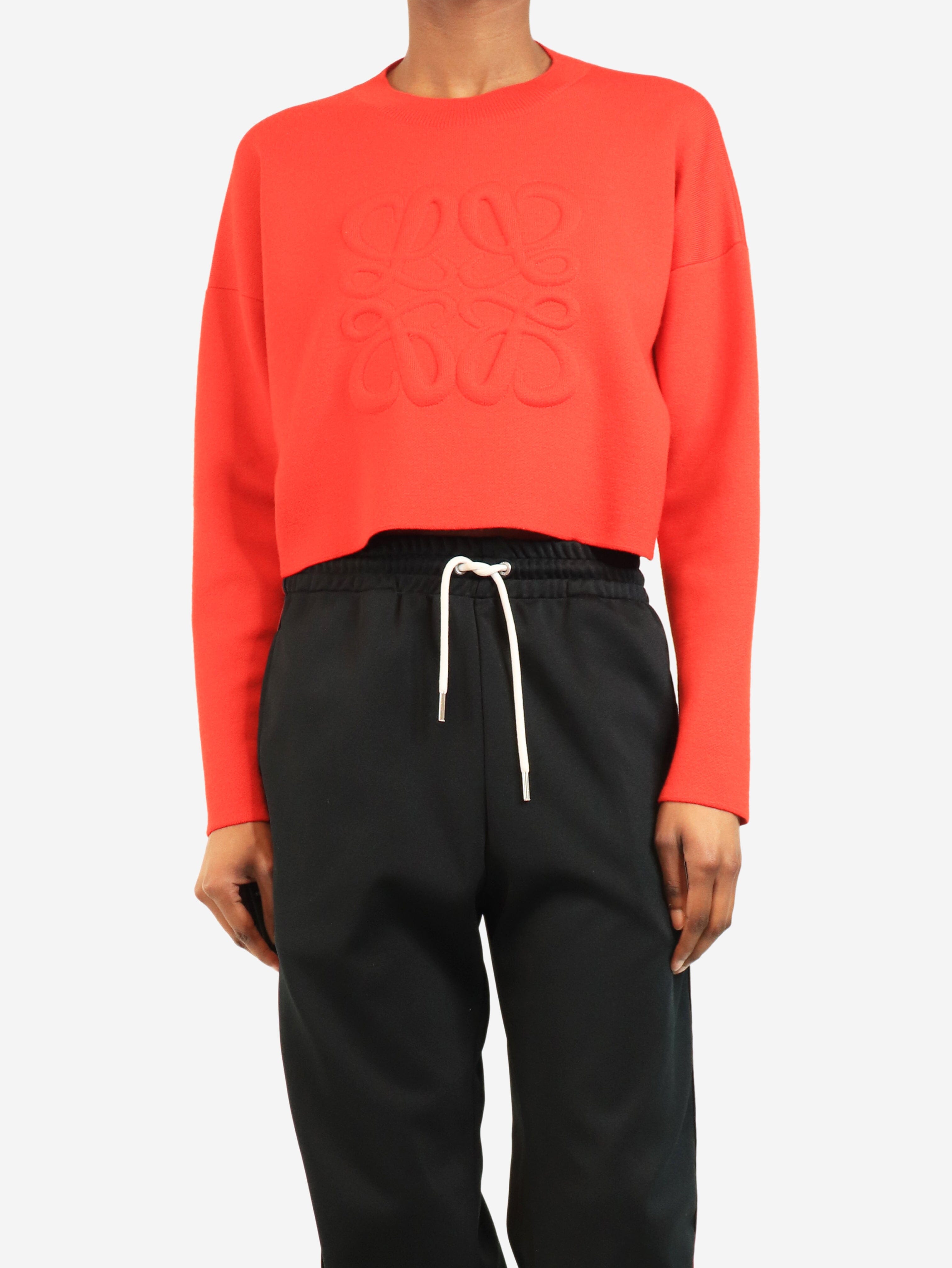 Red fine knit logo jumper - size XS Knitwear Loewe 