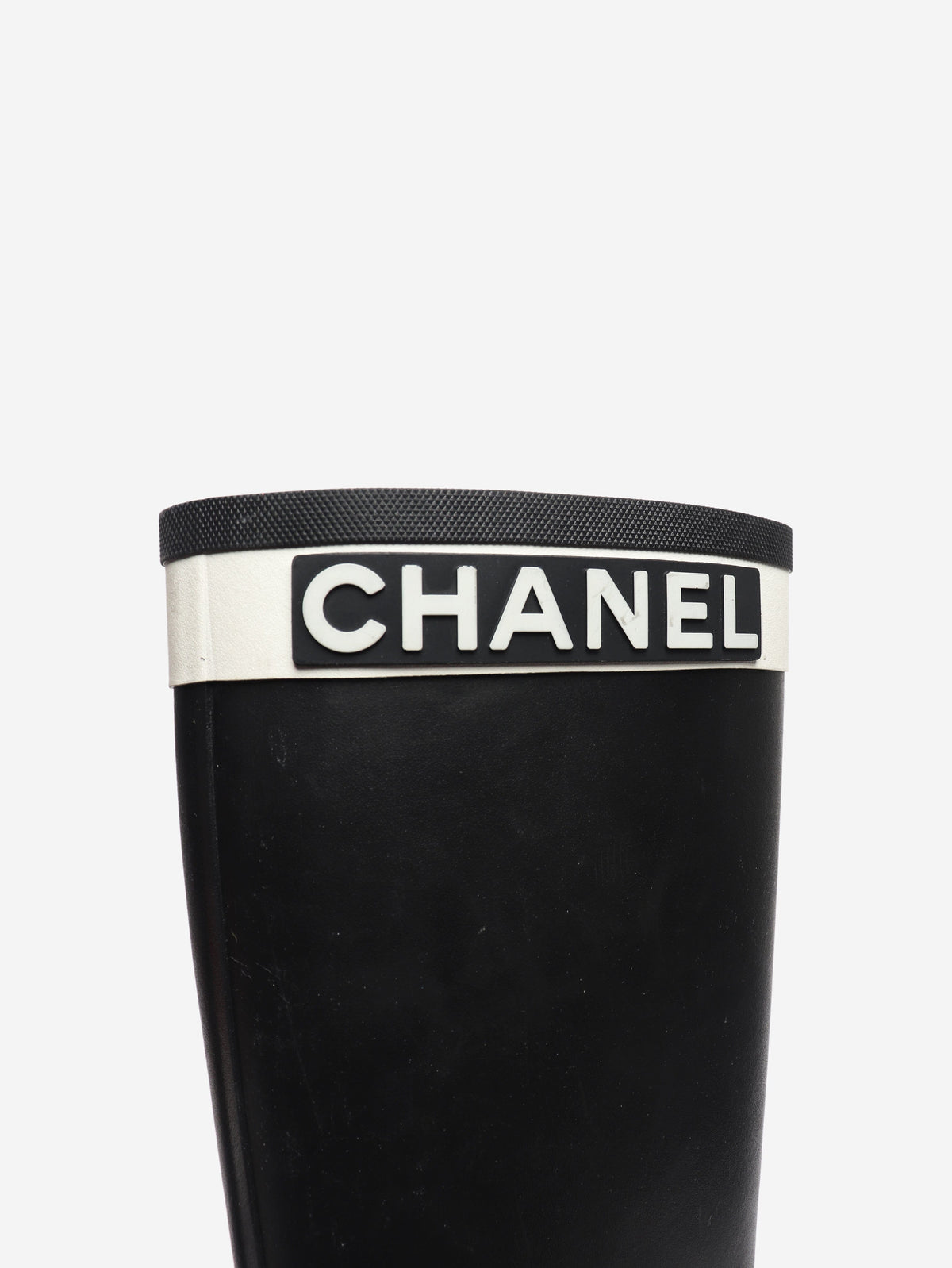 Black and white rubber logo rain boots - size EU 38 Boots Chanel 