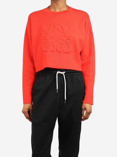 Red fine knit logo jumper - size XS Knitwear Loewe 