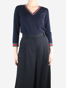 Gucci Blue V-neckline wool jumper - size UK 10