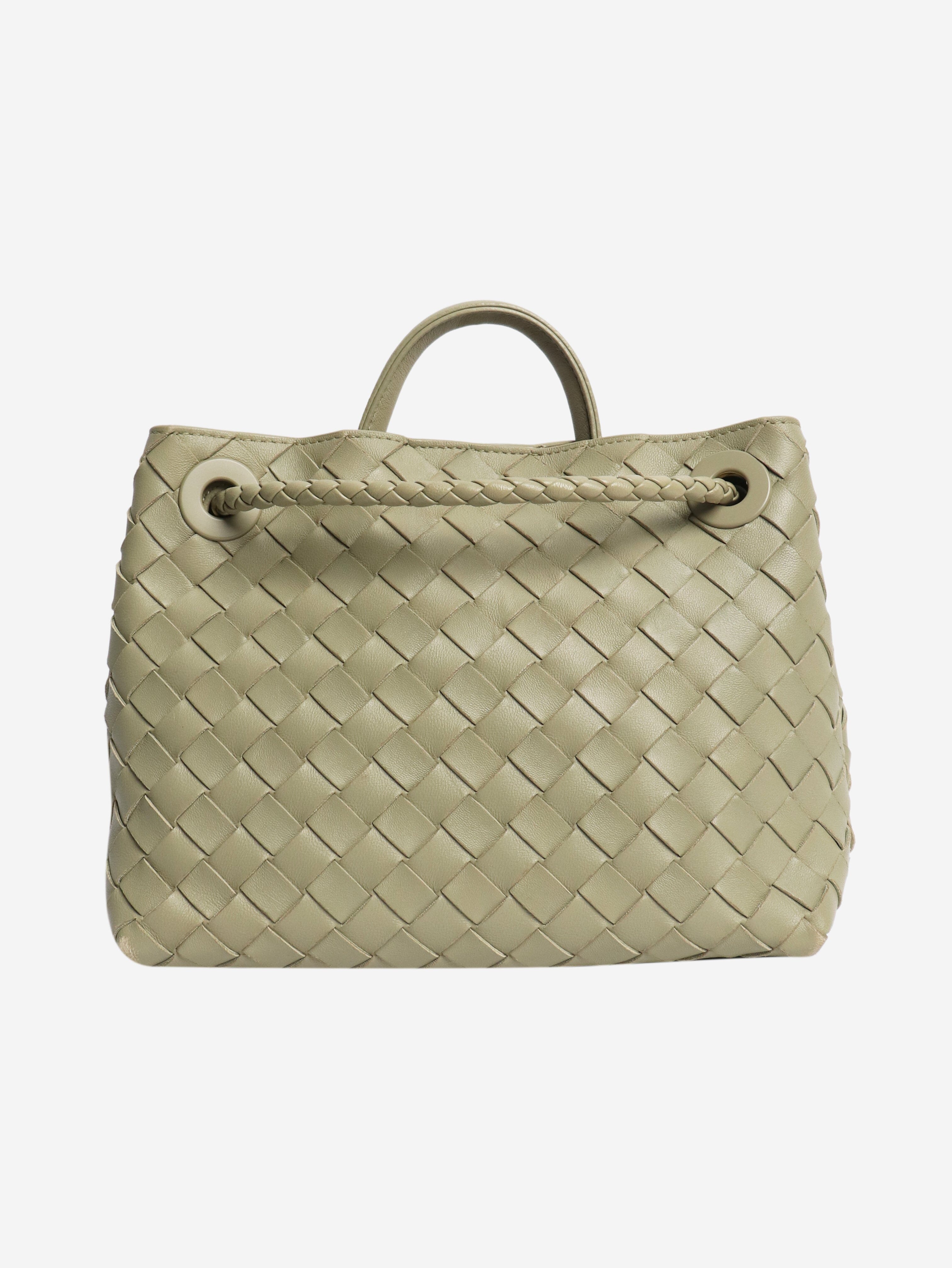 Sage green Andiamo medium Intrecciato leather tote Shoulder bags Bottega Veneta 