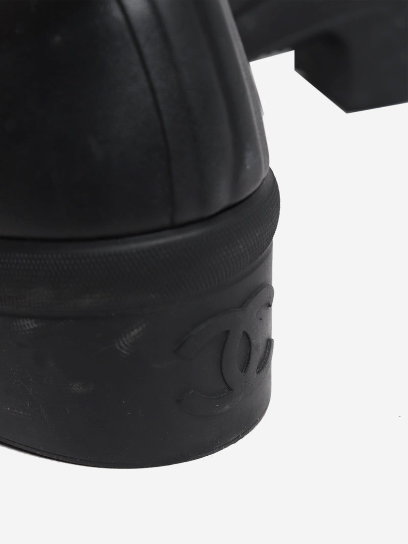 Black and white rubber logo rain boots - size EU 38 Boots Chanel 
