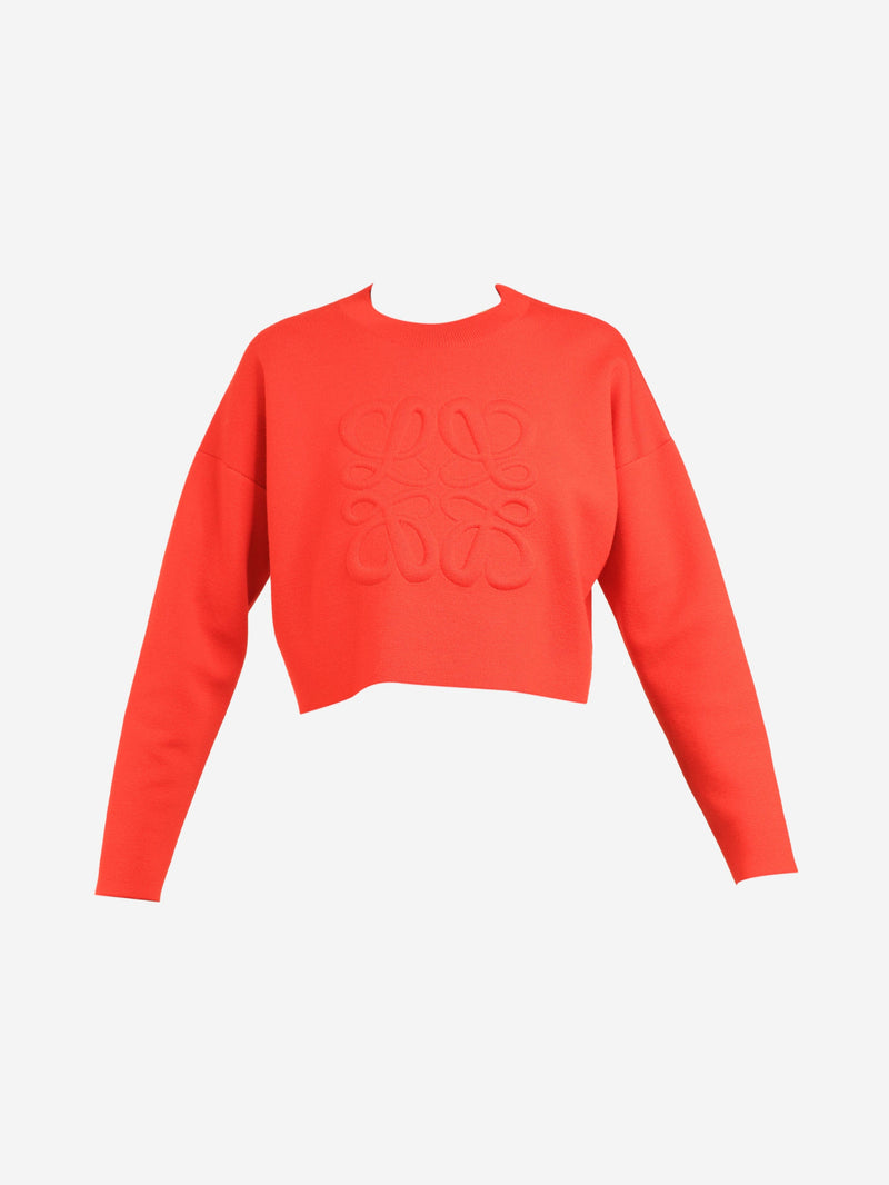 Red fine knit logo jumper - size XS Knitwear Loewe 