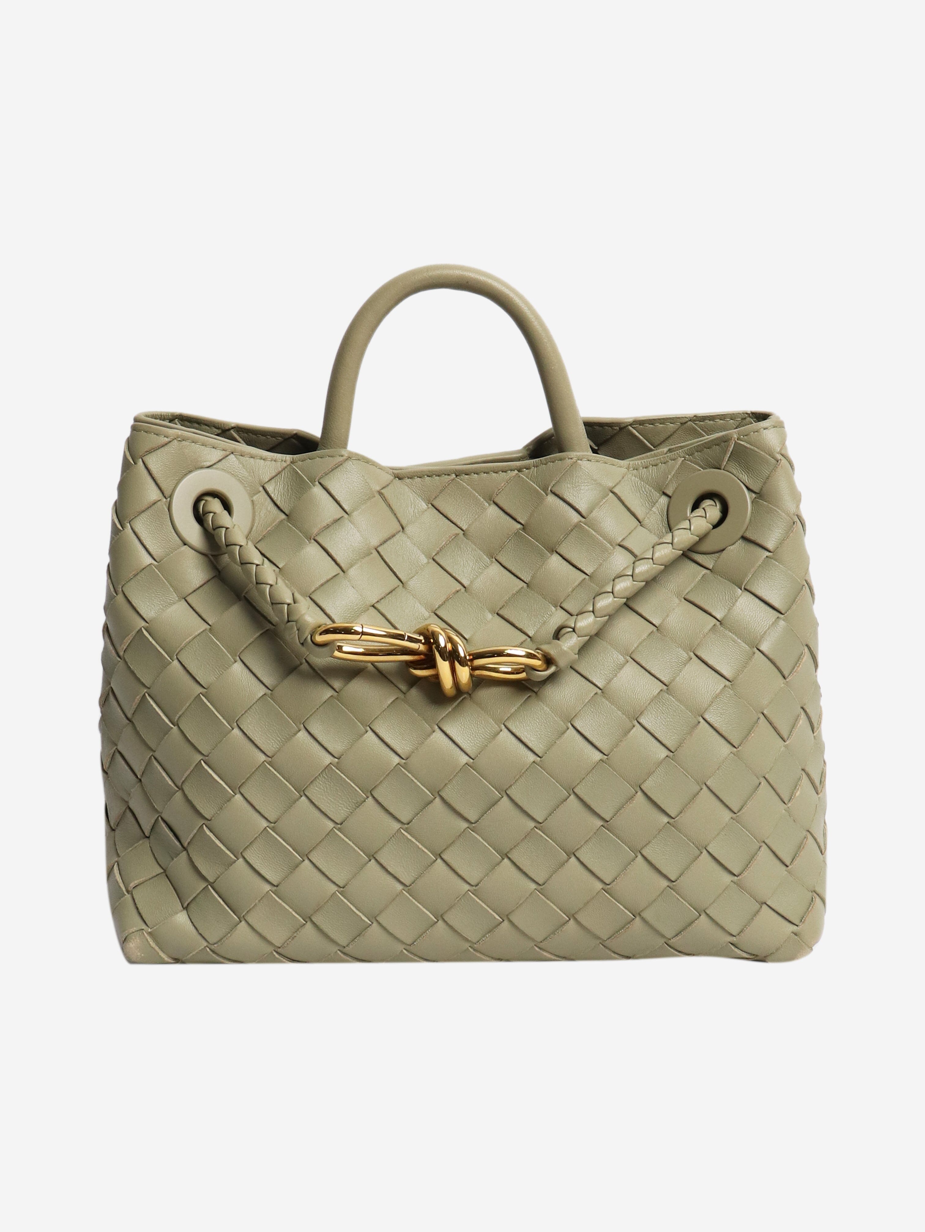 Sage green Andiamo medium Intrecciato leather tote Shoulder bags Bottega Veneta 