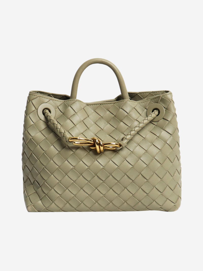 Sage green Andiamo medium Intrecciato leather tote Shoulder bags Bottega Veneta 
