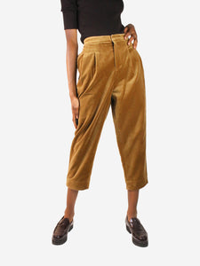 Pure Tea Brown velvet straight-leg trousers - size FR 36