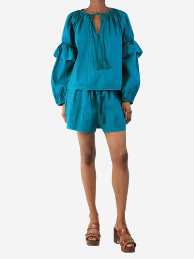 Teal blouse & shorts set - size UK 6 Sets Ulla Johnson 
