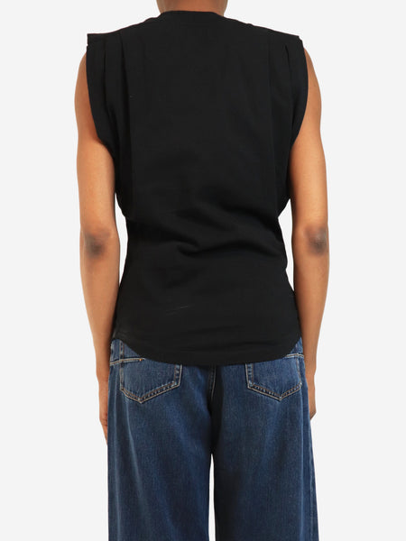 Black sleeveless gathered t-shirt - size XS alternate image