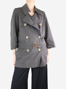 Lanvin Brown double-breasted belted short trench coat - size UK 8