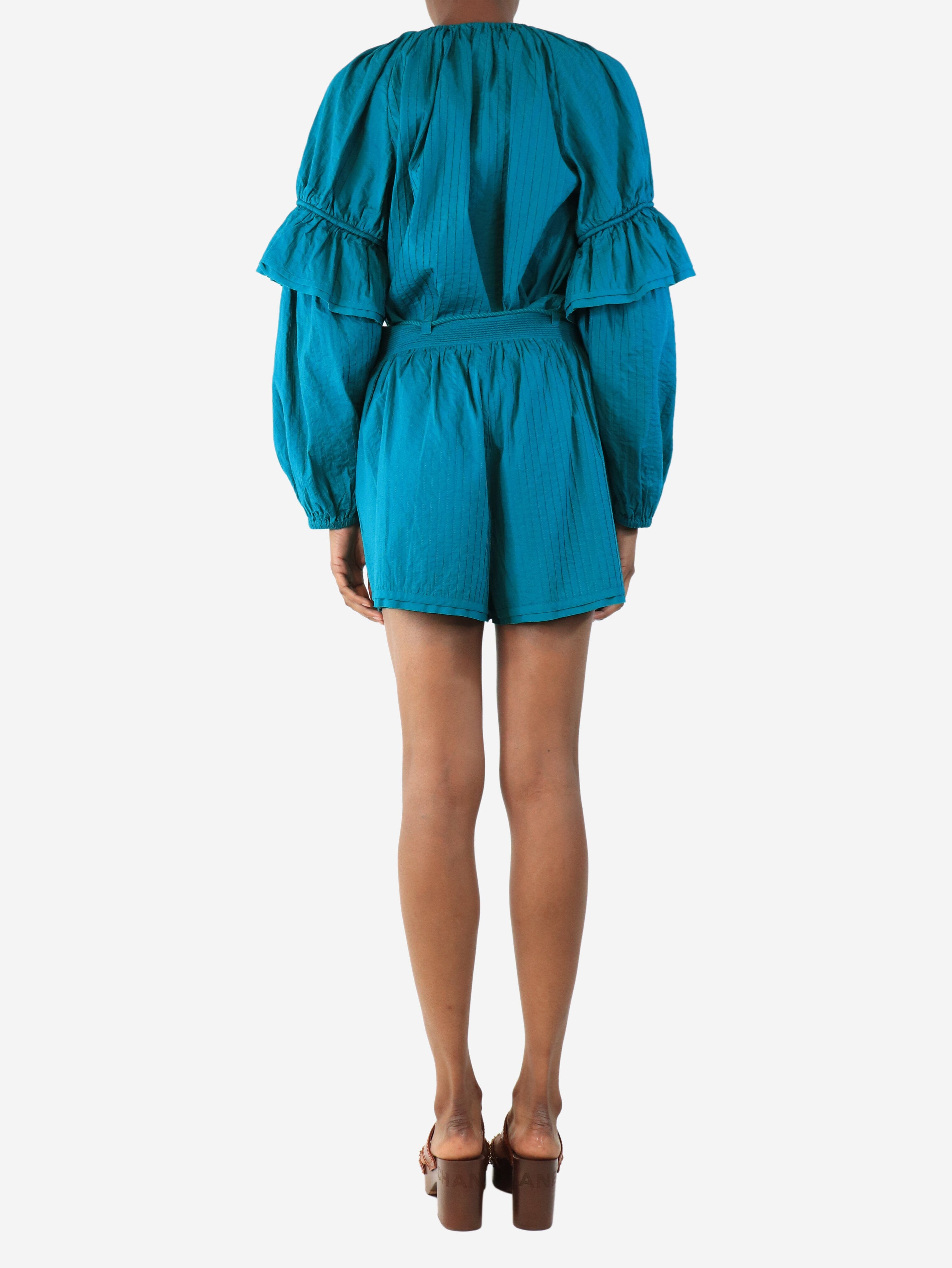 Teal blouse & shorts set - size UK 6 Sets Ulla Johnson 