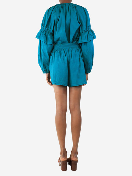 Teal blouse & shorts set - size UK 6 alternate image