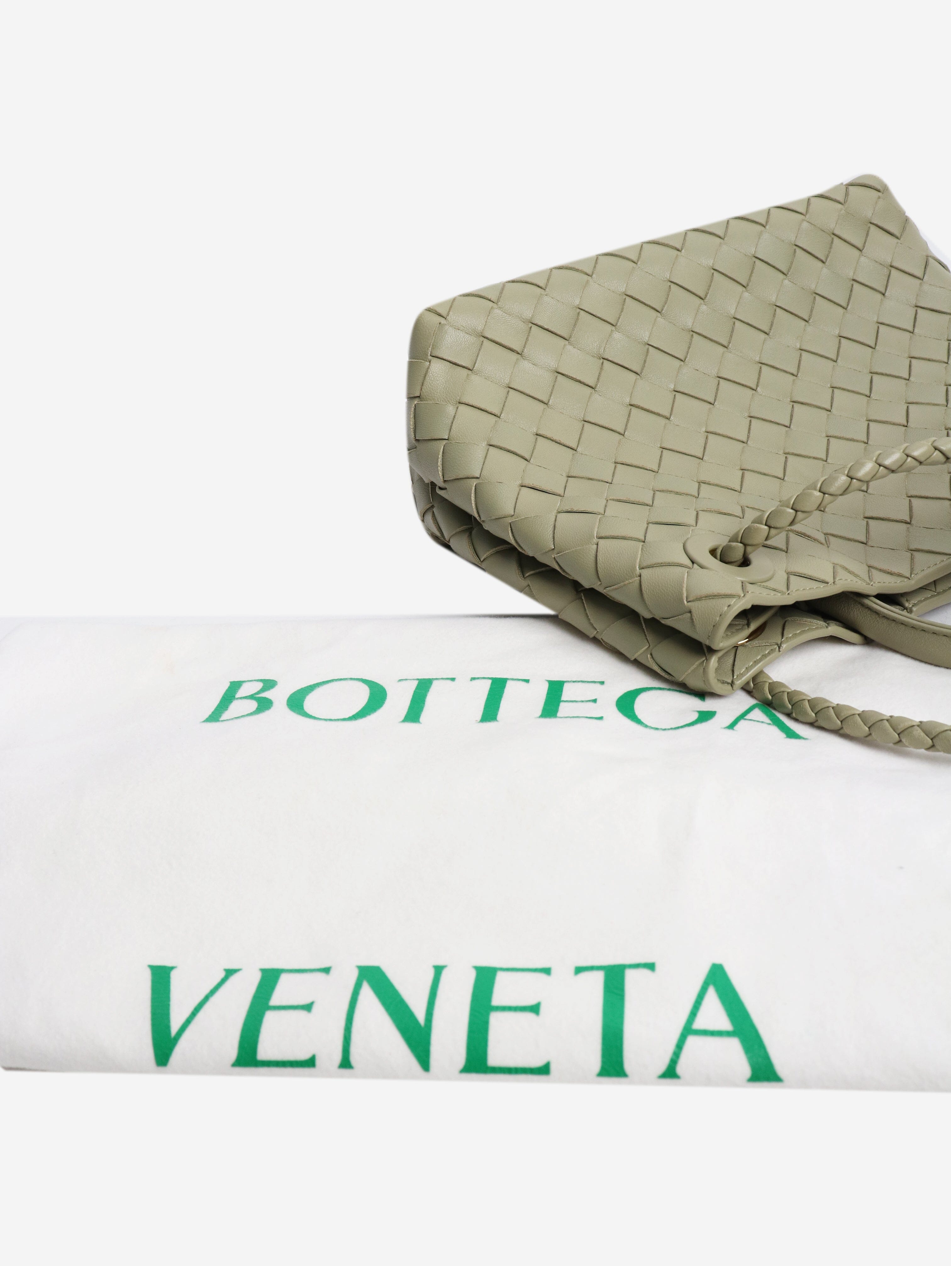 Sage green Andiamo medium Intrecciato leather tote Shoulder bags Bottega Veneta 