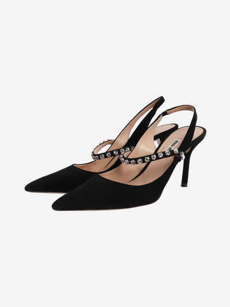 Black suede embellished slingback pumps - size EU 37.5 alternate image