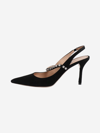 Black suede embellished slingback pumps - size EU 37.5 Heels Miu Miu 
