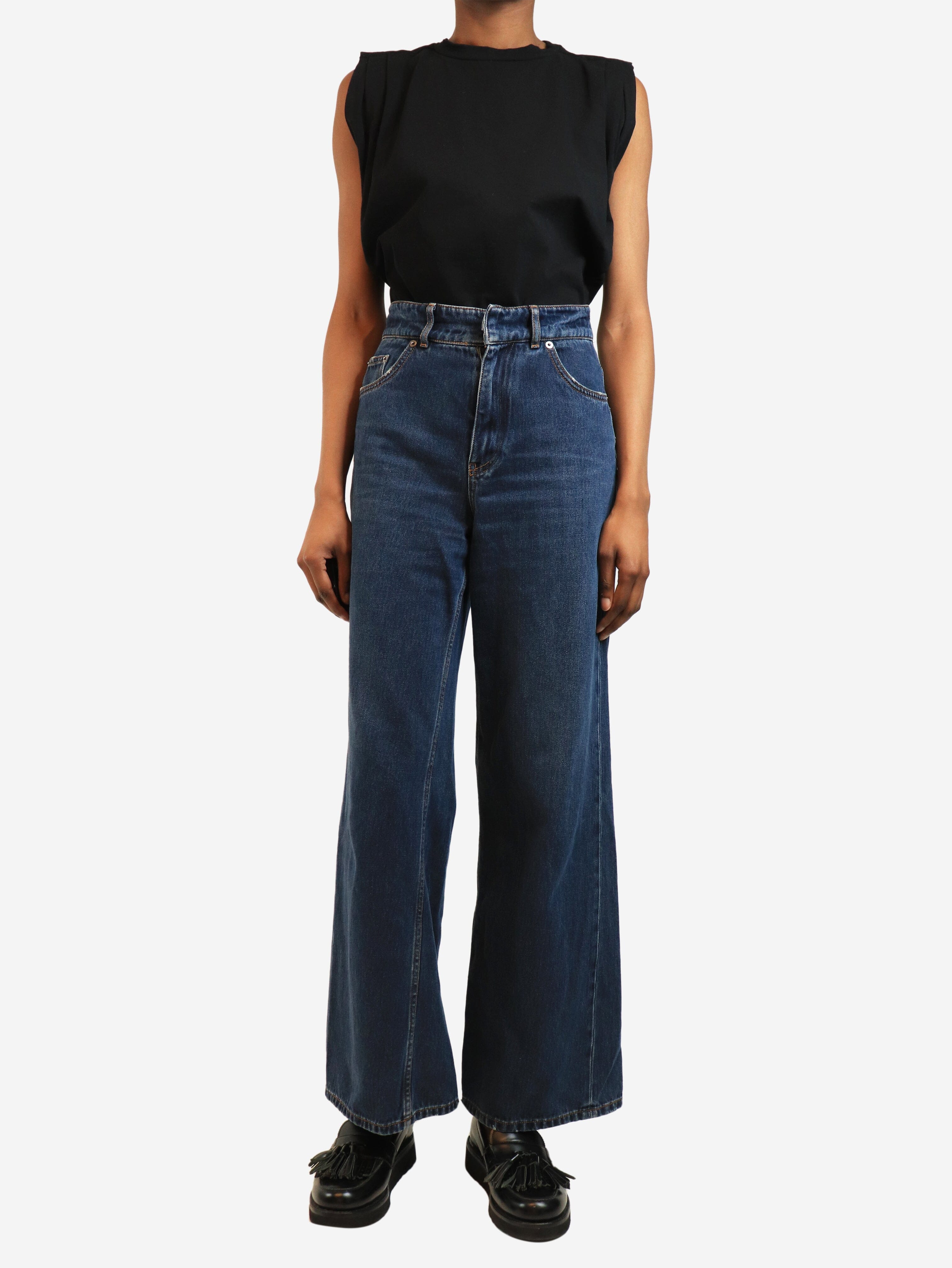 Blue denim high-waist wide leg jeans - size UK 8 Trousers Christian Dior 