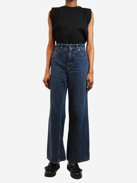 Blue denim high-waist wide leg jeans - size UK 8 alternate image