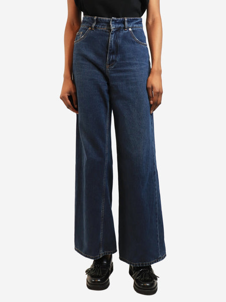 Blue denim high-waist wide leg jeans - size UK 8 product image