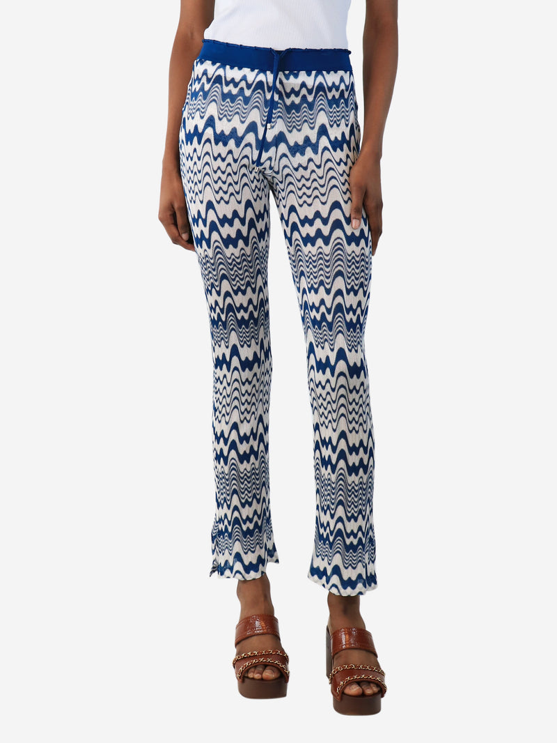 Blue wavy knit trousers