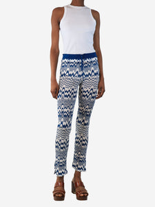 Missoni Mare Blue and white wavy knit trousers - size UK 8