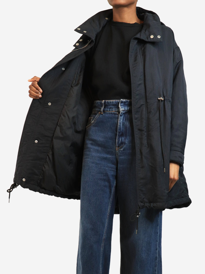 Navy hooded nylon parka - size UK 6 Coats & Jackets McQ 