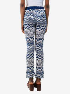 Blue and white wavy knit trousers - size UK 8 Trousers Missoni Mare 