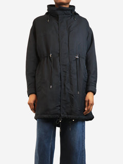 Navy hooded nylon parka - size UK 6 Coats & Jackets McQ 