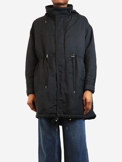 Navy hooded nylon parka - size UK 6 Coats & Jackets McQ 