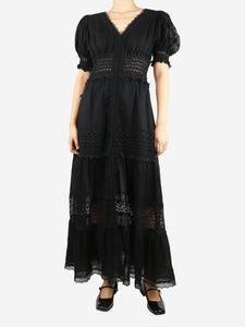 Charo Ruiz Black lace-trimmed midi dress - size S