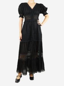 Charo Ruiz Black lace-trimmed midi dress - size S