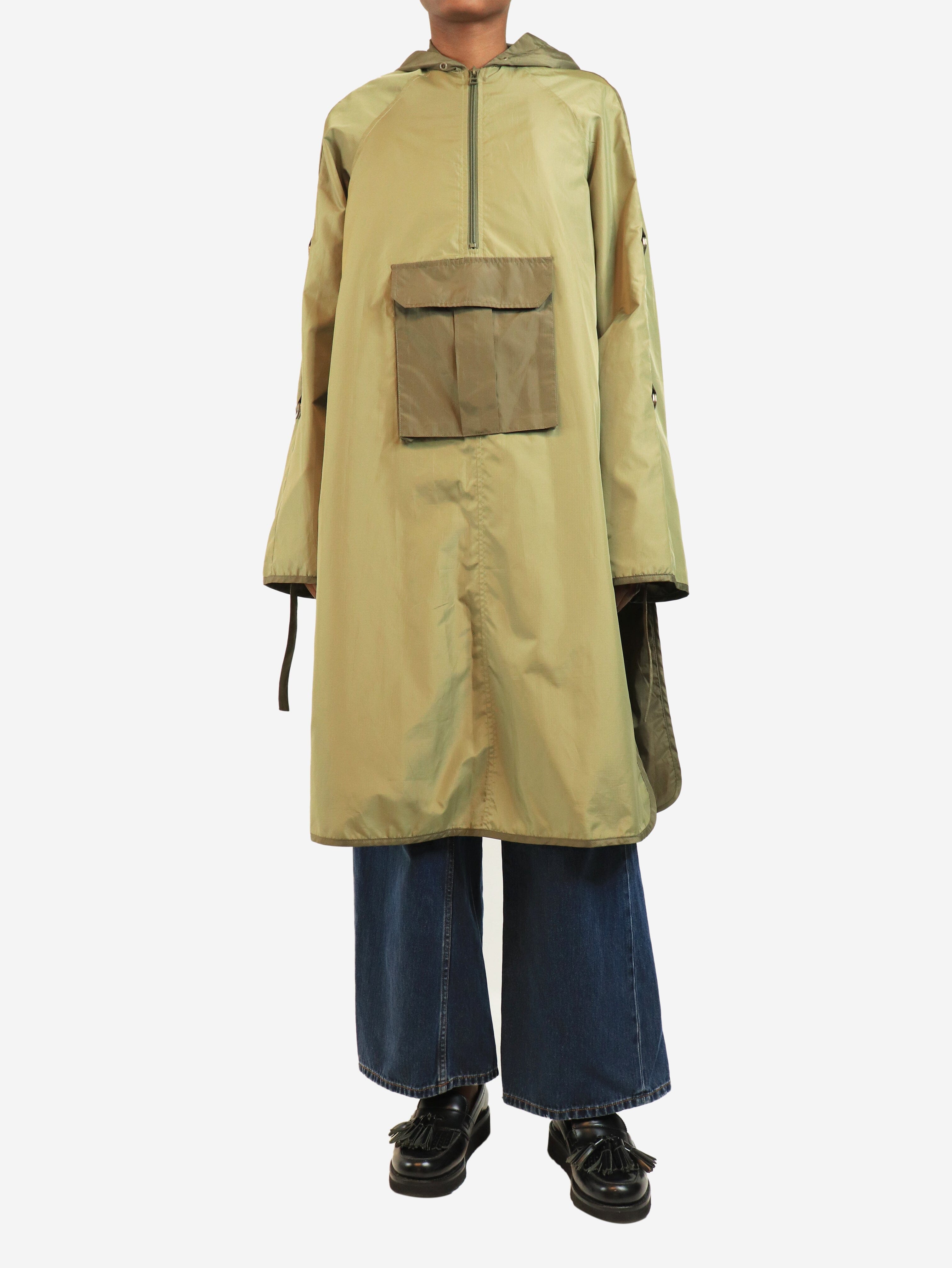 Olive ripstop hooded poncho - size UK 6 Coats & Jackets Ganni 