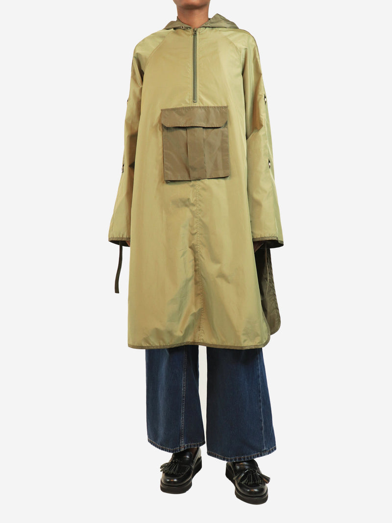 Olive ripstop hooded poncho - size UK 6 Coats & Jackets Ganni 